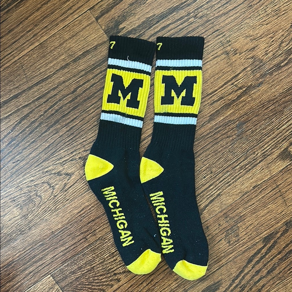 Michigan Black and Yellow Crew Socks